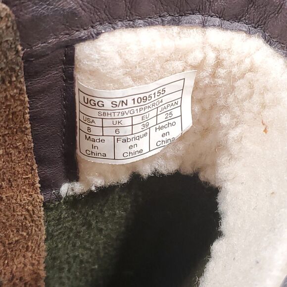 Ugg Lorna Boots Brown Women's Sz 8 Waterproof Biker Bootie Leather Riding-Snow - Picture 8 of 13